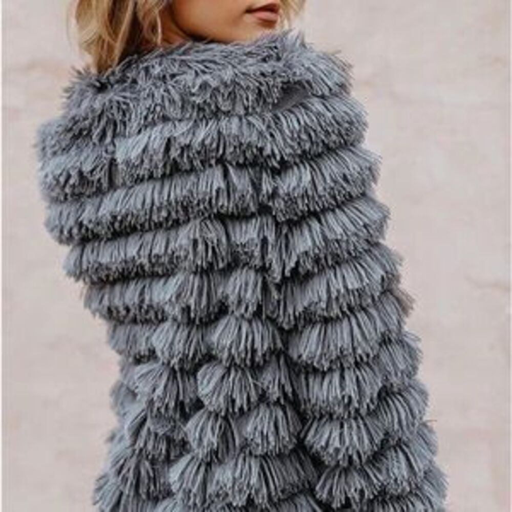 Womens Fall Open Front Cardigan Faux Fur Coat Shaggy faux fur Jacket Warm Coat - Picture 4 of 5